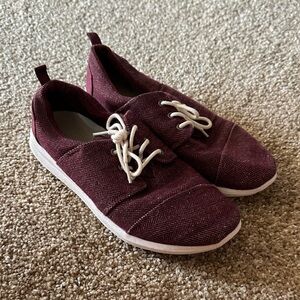 Toms Burgundy Flats with White Laces